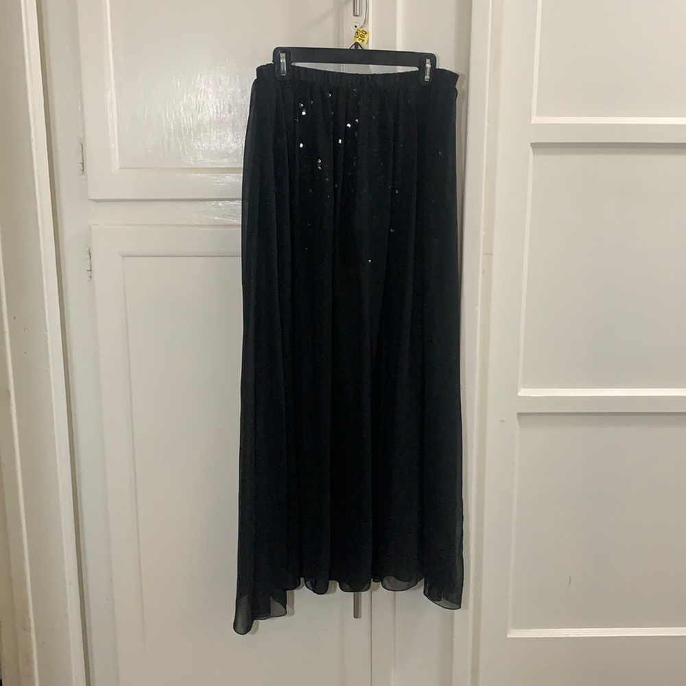 Black Sequin Shorts with Sheer Skirt
